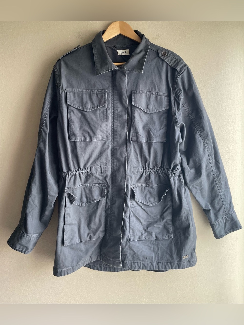 Pact Women Full Zip Snap On Gray Jacket Coat Orgnic Cotton Pockets Size Large